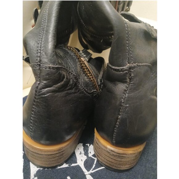 Freebird Rylan Over Knee High Buckle Strappy Navy Blue Real Leather Boots 9 - Picture 11 of 17